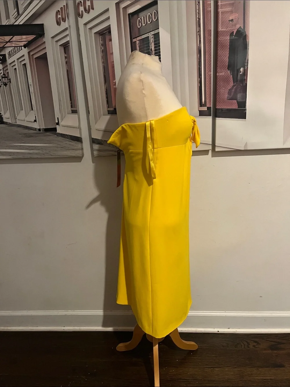 Tory Burch Strapless Lemon Yellow Bow-Front Dress